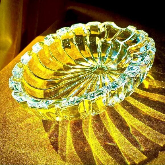 ♥️ Cigar Ashtray, Thick Heavy Clear Crystal Deep Cigar or pipe Ashtray - Picture 4 of 13